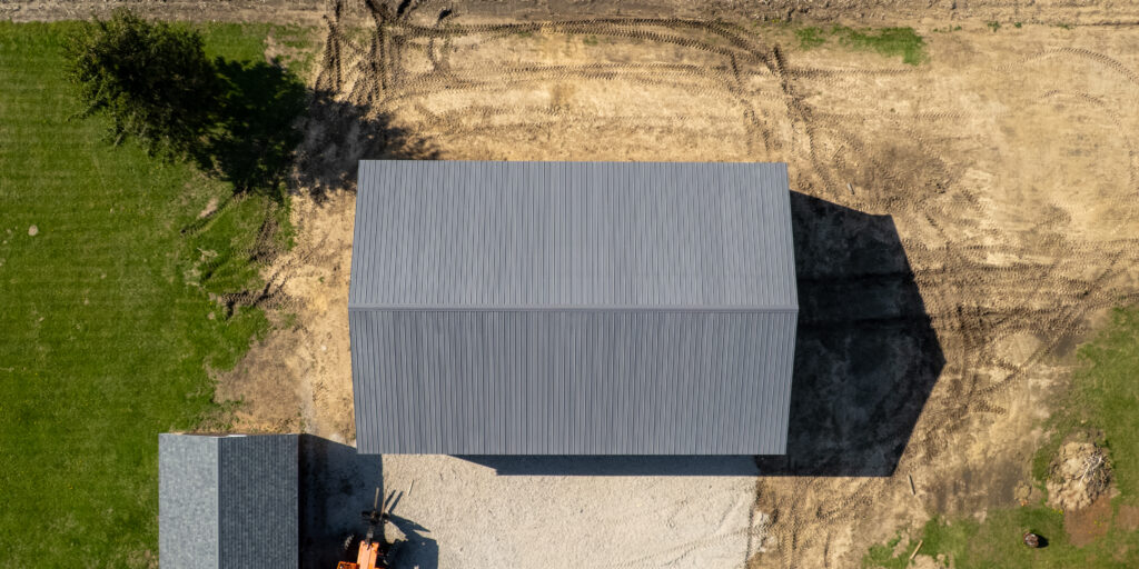 Detached metal garage building
